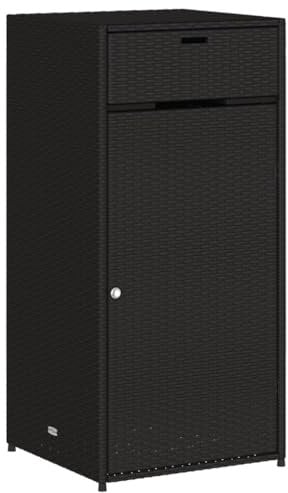 vidaXL Gartenschrank, Geräteschrank mit viel Stauraum, Beistellschrank Schrank mit Türen, Balkonschrank Terrassenschrank, Schwarz Poly Rattan