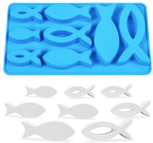 Silikonform Fisch, Silikonformen Epoxidharz Resin, Silikonformen Gießformen Fisch, Silikon Gießform Kerzenhalter für Seife, Kuchen, Dessertherstellung Kommunion Deko