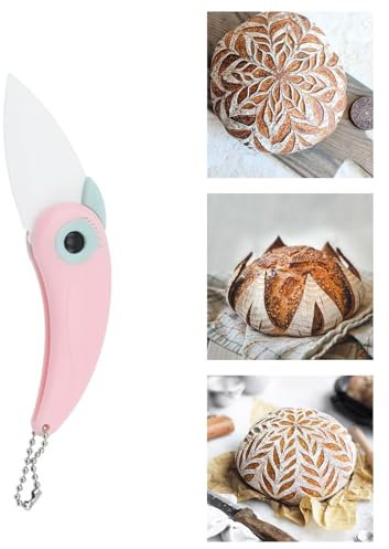 GOZINA Bread Lame, Ceramic Foldable Sourdough Lame Scoring Tool, Bread Dough Cutter Slashing Razor Tool, Slashing Cutter Tool for Homemade Bread Baking (Pink)