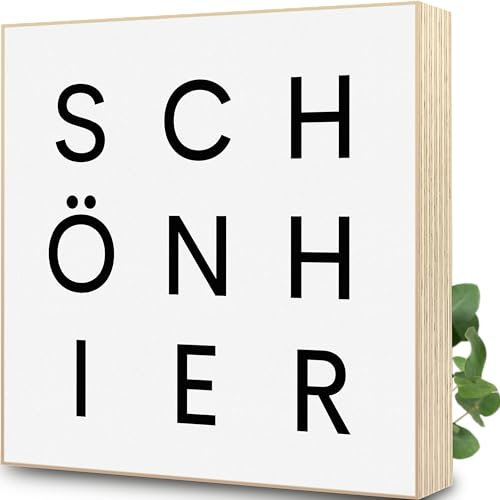 Schöne Deko - Holzbild 15 x 15 x 1,8cm zum Hinstellen aufs Regal/Sideboard | SCHÖNHIER - Hygge Deko, Skandinavische Deko, Schöne Geschenke, Skandinavisch, Willkommen Zuhause, Schöne Sachen