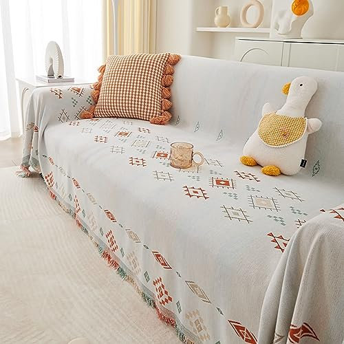 Bishilin Sofaüberwurf rutschfest, Sofabezug 1 Sitzer Nordisch Boho Style Geometrie Motiv 180x180CM Couchbezug Eckcouch Universal