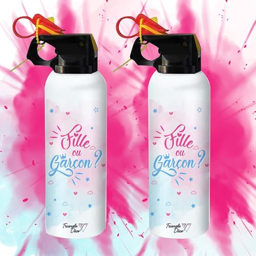Extincteur Gender Reveal Baby Shower Canon à Poudre Holi Annonce Grossesse Fille ou Garçon Fête Prénatale Bébé boy or girl Extincteur Couleur (2 Roses)