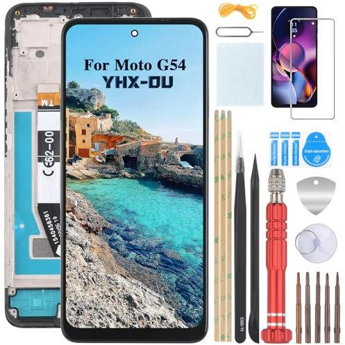 YHX-OU Pantalla LCD de 6,5 Pulgadas con Marco para Motorola Moto G54 XT2343 Pantalla Táctil Pantalla de Repuesto de Cristal con Herramientas + 1 Pieza de Protector de Pantalla