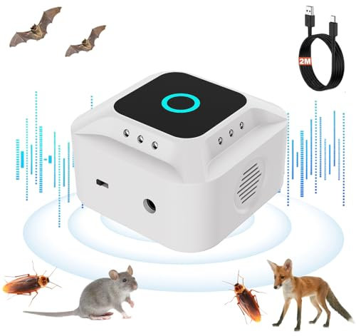 HONGXIAN Ultraschall+Elektromagnetische Mäuseabwehr, Repellente Maus Vertreiber, 3 Modi, Ultraschall Maus und Ratten mit LED-Licht, Abschreckung für Nagetiere, Ratten, Ameisen, Spinnen, Kakerlaken