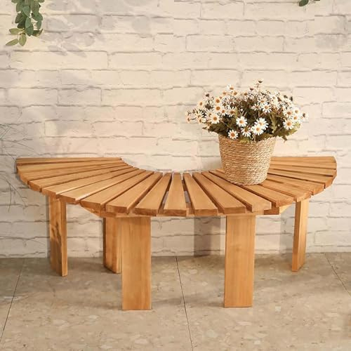 MAYFABD Outdoor Garten Massivholz Runde Baumbank Parksitz Fächerförmige Bank Runde Gartenbaumbänke Aus Korrosionsbeständigem Holz Umgebende Baumstühle Wetterbeständige,A,120x40x42cm