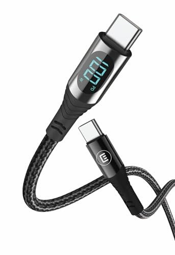 EHMANN Câble de charge USB C, 100 W, 3 m, câble de charge rapide Power Delivery USB C vers USB C, câble en nylon tressé chargeur USB-C pour ordinateurs portables, smartphones, iPhone 15, tablettes
