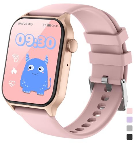 JUBUNRER Reloj Inteligente Niño Smartwatch Niña Monitor Sueño Pulsómetro Podómetro Resistentes Al Agua Deportivo Despertador Juegos Juguetes Pulsera Actividad Niño Regalos- 3+ Años Adolescentes