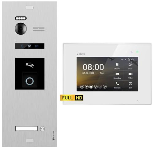 BALTER EVO HD Video Türsprechanlage mit Fingerprint Silber/Weiß 1 Familienhaus Set (1 Monitor (Ohne APP))