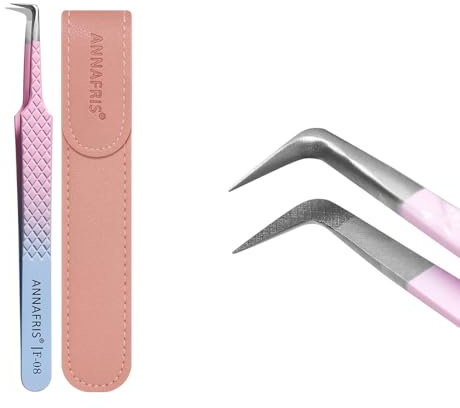 ANNAFRIS Pinzette per Estensioni delle Ciglia Pinzette di Precisione Curve Pinzetta per Ciglia Easy Fan Individuali Ciglia Tweezers Professionisti(F08)