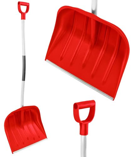 KB Tools Schneeschaufel für Auffahrt - Robuste Schneeschaufel aus Polypropylen mit Aluminiumgriff - Ergonomische Akku-Schneeschaufel für Garten, Hof, Terrasse - Recyceltes Material - Made in EU