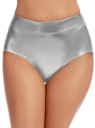 Wildarms Damen-Shorts, metallisch, glänzend, Rave-Hose, hohe Taille, Festival, Tanz, Mardi Gras, Shorts, Hotpants