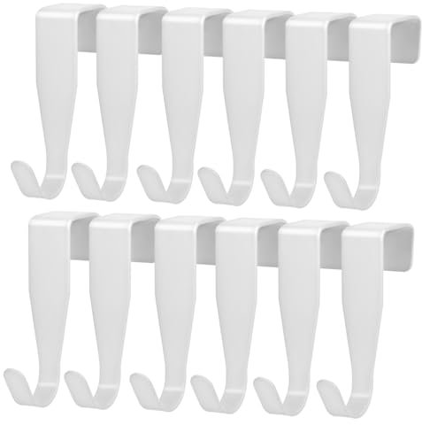 NULYLU 16pcs Cabinet Door Hooks Over Door Hooks White No Drill Heavy Duty for Kitchen Bathroom Bedroom Closet