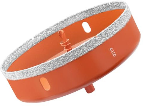 Meccion Diamond Hole Saw 150mm with Pilot Guide Bit, Professionals Brazed Diamond Drill Bit Hole Cutter for Tile, Porcelain, Glass, Ceramic, Marble