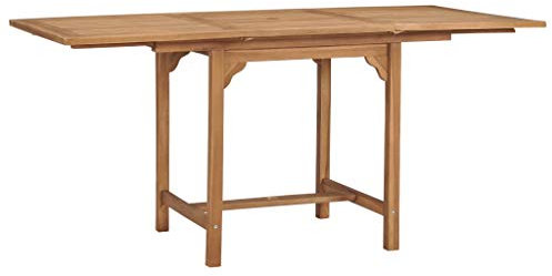 Genérico Wenjingqi 47420 Gartentisch ausziehbar Massivholz Teak (110-160) x 80x75 cm braun