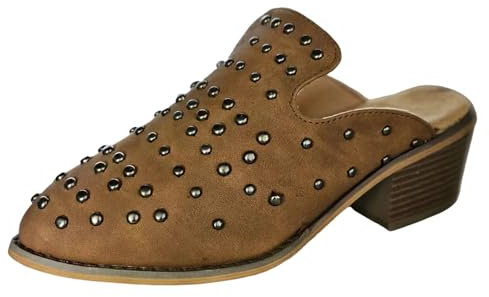 Générique Stivali Alti In Pelle Per Le Donne Estate senza pizzo Casual punta a punta tacchi quadrati fondo morbido scarpe traspiranti sandali Pantofole Fantasia Manga, marrone, 41 EU