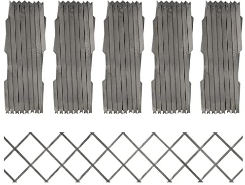Lot de 5 Treillis pour Plantes Grimpantes Extensible, Treillis Panneau de Jardin 5 pcs Gris Bois de Sapin Massif 180x30 cm