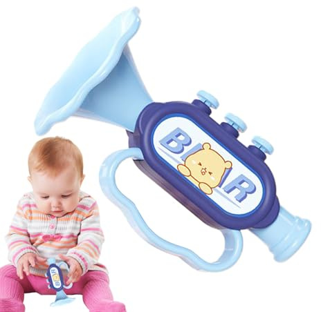 Kindertrompete – Musikinstrument Kinder, Trompete Kleinkind | Früherziehung Spielzeugtrompete, ABS-Lerninstrument mit Trageband, Musikalisches Geschenk zu Geburtstag oder Weihnachten, 13,8x9.6x8,5 cm