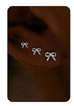 HANLI 3 Paar Ohrstecker Silber 925 / Gold Ohrringe Damen CZ flacher Rückseite Hypoallergen Minimalistisch Schmuck Geschenke
