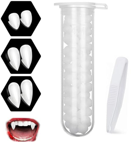 3 pares de dientes de vampiro con pegamento, colmillos para fiesta de Halloween, cosplay de hombre lobo de terror, dentaduras de vampiro, accesorios para fiestas de terror