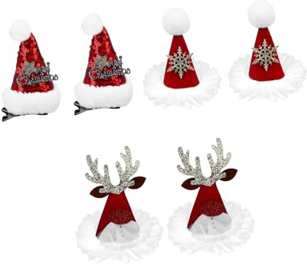 WOFASHPURET 6 Stück Weihnachtsmützen-haarspangen aus Dekorativen Haarnadeln Modischer Kopfschmuck für Junge Mädchen Accessoires für Weihnachts-party-outfits