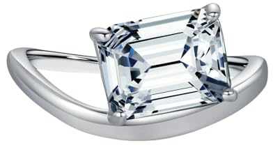 BCughia Verlobungsring Weißgold 585, 14 Karat Echtgold Ring Rechteck Form Moissanit 7x9mm Damenring Hochzeit Größe 61