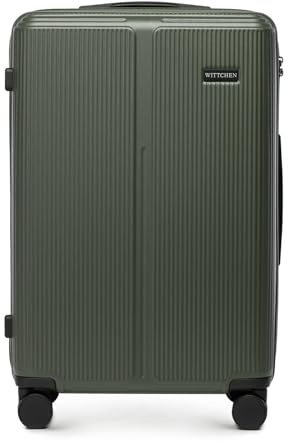 WITTCHEN Stripes Line Mittelgroßer Koffer 67,5 x 45 x 27 cm (L) | Hartschale Reisekoffer ABS, 65 l, 4 Rollen 360° | Für Lufthansa/Eurowings/Ryanair, zahlenschloss, teleskopgriff | Farbe: Khaki
