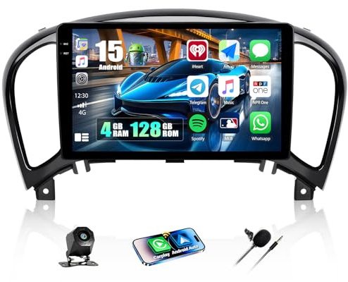CAMECHO 4+128G Android 15 Autoradio für Nissan Juke J15 2010-2019/YF15 Infiniti ESQ 2011-2017, 9 Zoll Navi Radio mit Bluetooth GPS WIFI Wireless Carplay Android Auto FM RDS Mirror link +Rückfahrkamera