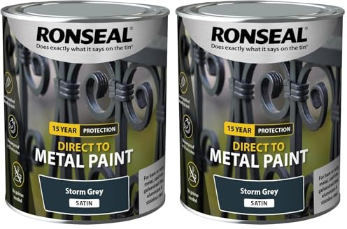 Ronseal Direct to Metal Paint Storm Grey Satin 750ml (Pack of 2)