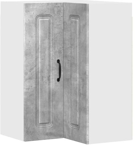 Mhdvray Küchen-Wand-Eckschrank Kalmar, Hängeschrank für die Küchenecke aus Holzwerkstoff, Wandschrank mit viel Stauraum, Modernes Design in Beton Grau, 57 x 57 x 80 cm