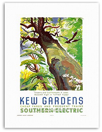Wee Blue Coo KEW GARDENS SOUTHERN ELECTRIC TREE BIRD Vintage Travel Canvas art Prints