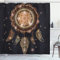 ABAKUHAUS Traumfänger Duschvorhang, Bohemian Traumfänger, Stoffliches Gewebe Badezimmerdekorationsset mit Haken, 175 x 200 cm, Braun Anthrazit