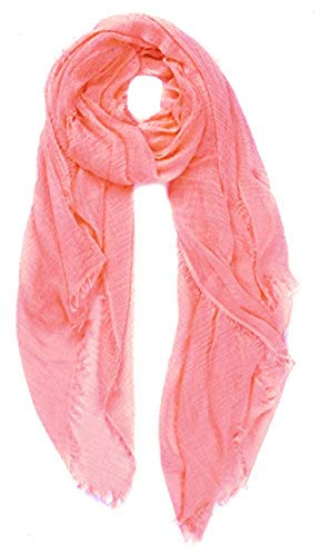 World of Shawls Chic Ladies Cotton Blend Crinkle Distressed Effect Scarf with Fringed Edges