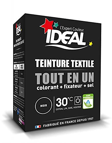 IDEAL - Teinture Textile Poudre Tout En Un Colorant + Fixateu + Sel Noir ( 3 X 350g ) - Lot De 3