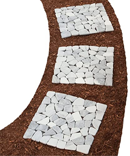 Bits and Pieces - 30,5 cm quadratische Marmor-Flussstein Trittsteine – Gartenmatten – 3er-Set – Hofdekorationen – dekorative Gartensteine