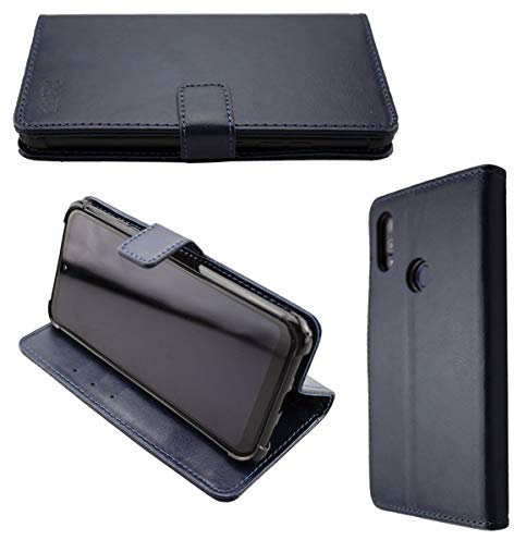 caseroxx Bookstyle Handytasche für Gigaset GS190 in blau – Klapphülle aus Kunstleder mit Kreditkartenfächern, Magnetverschluss, Standfunktion & Rundumschutz für Display und Gehäuse
