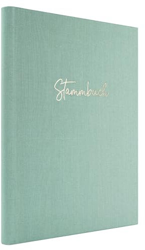 DeinWeddingshop Stammbuch der Familie, Familienstammbuch Hochzeit Standesamt, Leinen mit Prägung - 16x21cm, Mint