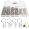 WZYTEU Schlüsselringe,150 Stück Schlüsselring mit Kette,150 offene Biegeringe und 150 Augen Schraubösen,mit 1 Organizer Box,zum DIY Basteln und Schmuckherstellung
