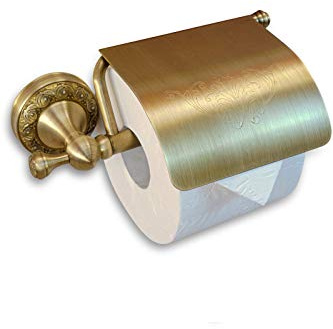 Toilettenpapierhalter Antik Stil - Toilettenpapierhalter aus Messing, mit Keramik oder aus Aluminium für Badezimmer oder Gästetoilette (Messing)