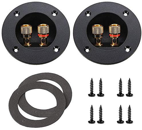 CellCase 2 Pcs 3 Round 2-Way Speaker Box Terminal Binding Post Screw Cup Connector Subwoofer Plug