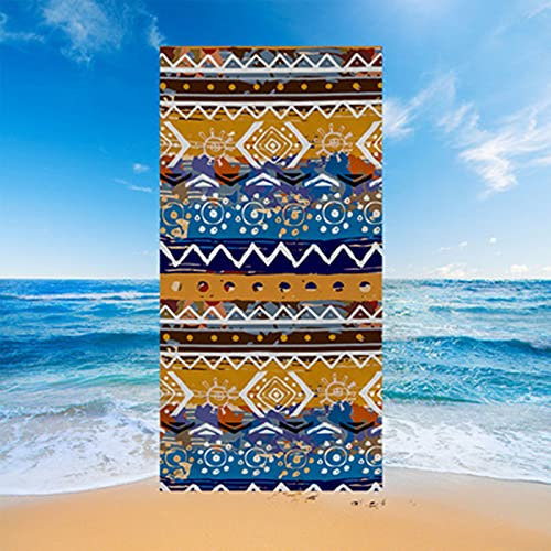 Groß Strandtücher Badetücher Wasseraufnahme Schnelltrocknend Mikrofaser XL XXL Orange Blau Clan-Stil Mandala Thema Handtuch Kind Junge Leute Mann Decke (Farbe1,70x150cm)