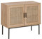Beliani Modernes Sideboard 2 Rattan-Türen Heller Holzfarbton Schwarze Metallbeine Pasco