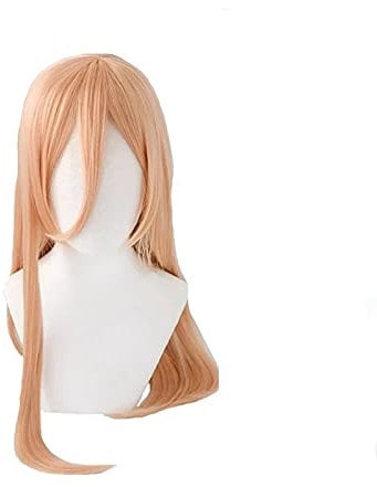 Chainsaw Man Power Cosplay Wigs Long Straight Orange Women Hair Wig Heat Resistant Synthetic Hair Halloween Party Role Play