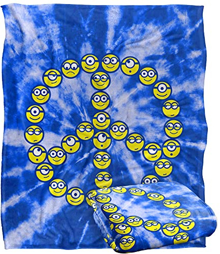 LOGOVISION Minions Blanket, 152 x 127 cm, Peace Sign Minions Silky Touch, superweiche Kuscheldecke