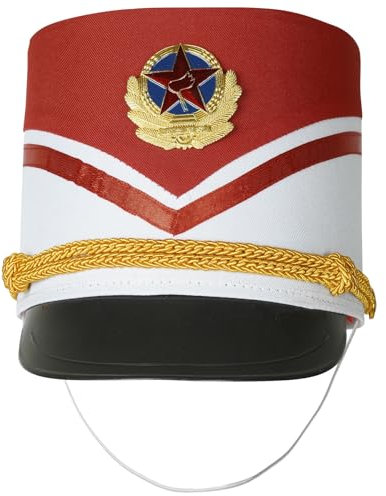 iiniim Marschband Hut Trommel Major Uniform Hut Kinder Nussknacker Hut Soldat Hut Verkleidung Dress-Up Cosplay Fasching Kostüm Accessoires Type C Rot One Size