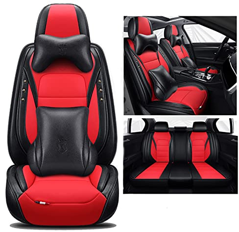 Congxy Sitzbezüge Auto Autositzbezüge Universal Set Zubehör für Peugeot 207 208 306 307 407 508 605 607 2008 3008 4007 4008 5008/2008 GT / 207 CC SW / 207+ / 3008 GT/Hoggar RCZ, roter Luxus