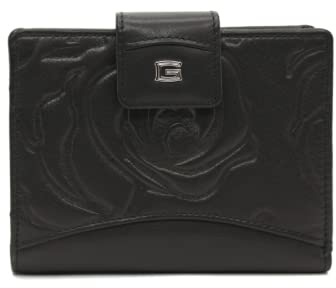Giudi Geldbörse Damen Leder Mittel-Groß Echtleder Portemonnaie (13x10x2,5) (Schwarz)