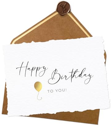 Joli Coon Geburtstagskarte handgerissen - Happy Birthday to you - A6 mit Naturkuvert und Wachssiegel