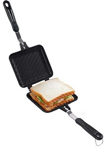 Sartén para Hacer Sándwiches de Aluminio, Sartén para Parrilla de doble cara, Máquina para Hacer Tostadas Antiadherente con Fondo Plano para Panini, Aperitivos y Desayuno