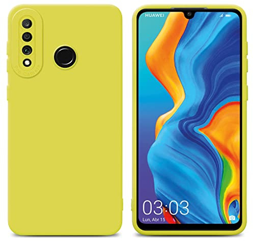 Cadorabo Hülle kompatibel mit Huawei P30 LITE Schutzhülle TPU Silikon Case Liquid Design mit Kameraschutz Slim Kratzfest Weiche Gummi mit Rundumschutz Case Hülle für Huawei P30 LITE in Gelb