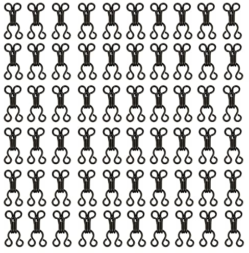 Set mit 100 Nähhaken und Ösen für BHs und Kleidung, 4 Größen (Schwarz)